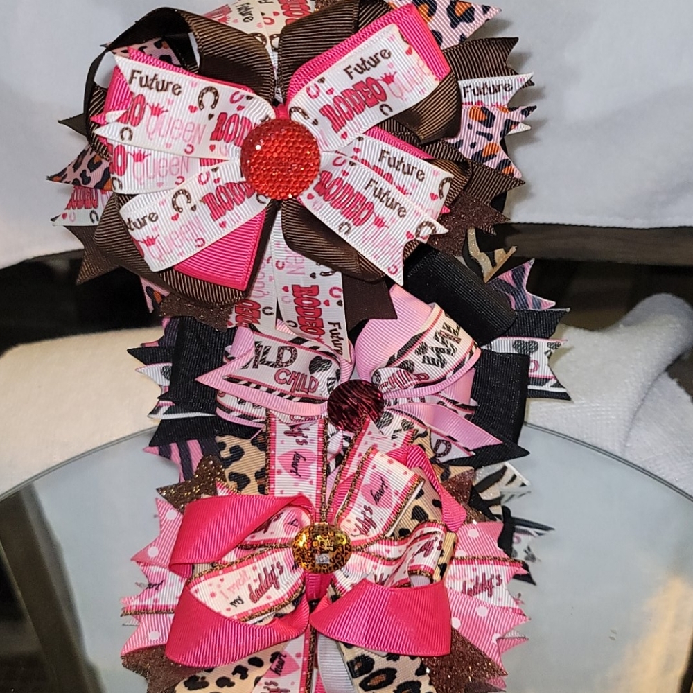 Set of 3 Large Pink girls hairbows🩰